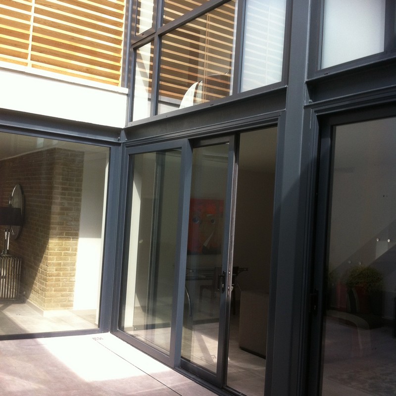 Anthracite aluminium sliding patio doors fitted in West Kensington